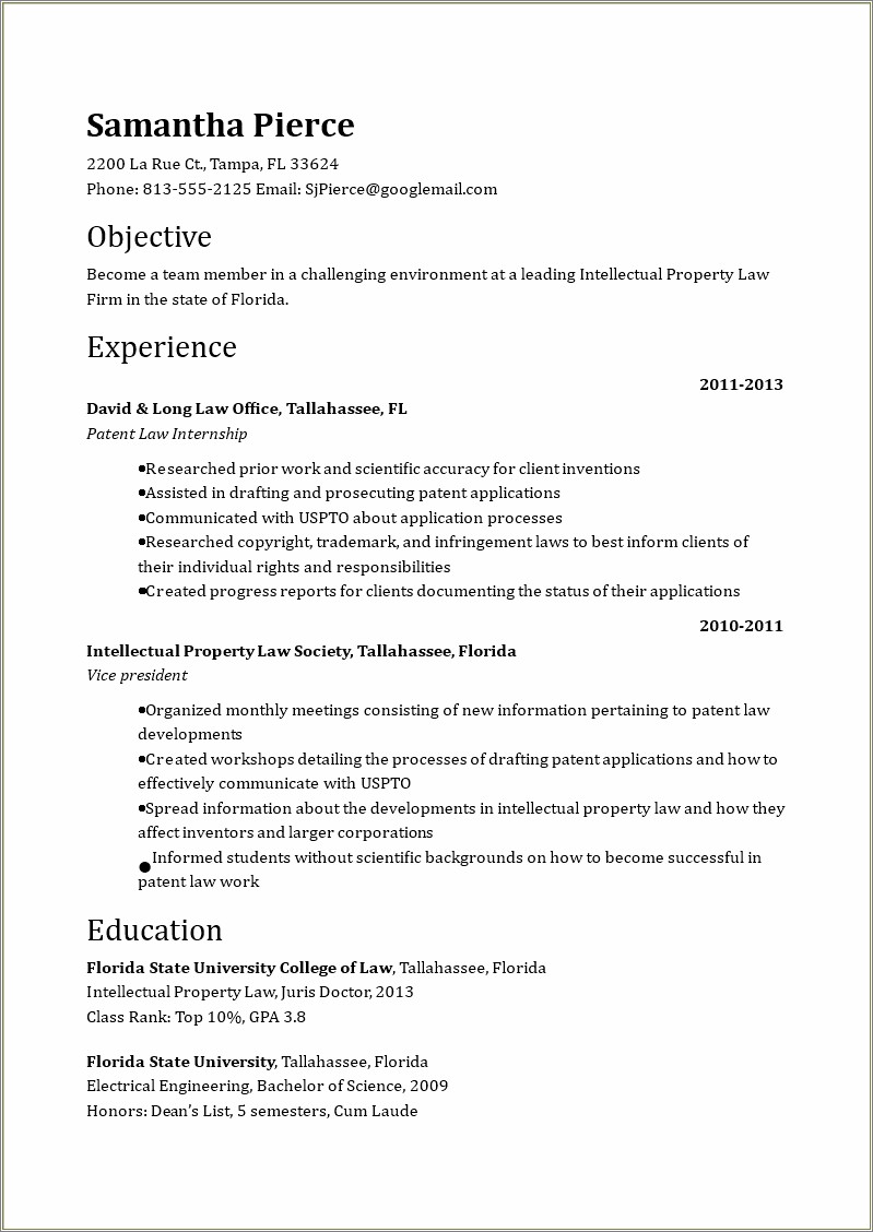 Resume Examples For A Law Office
