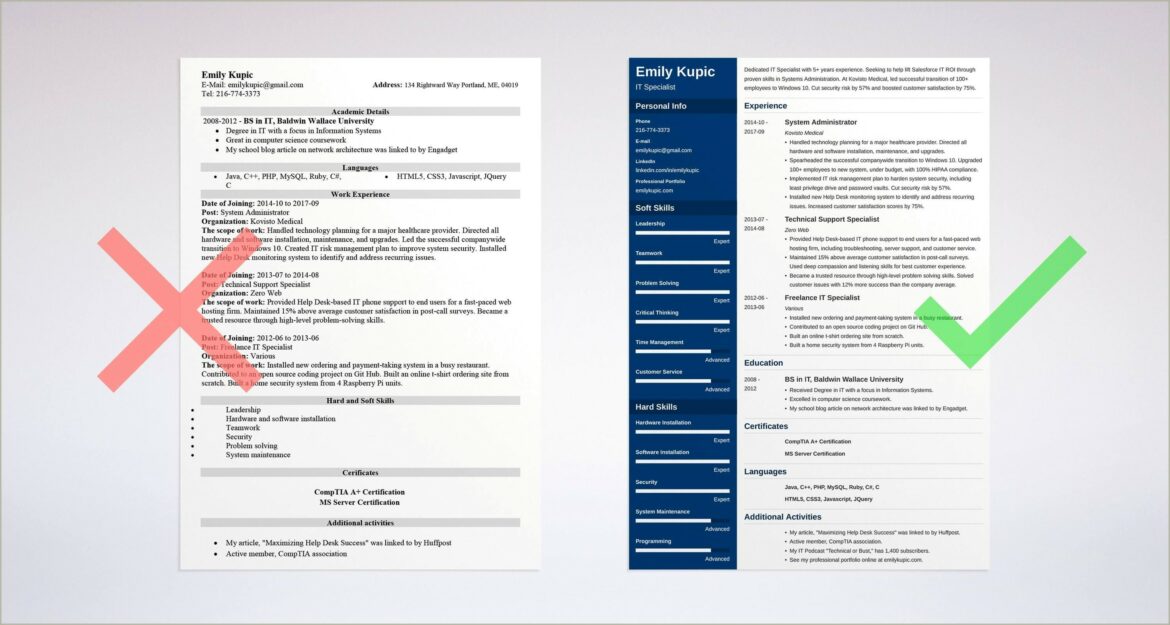 Resume Examples For A Tech Position