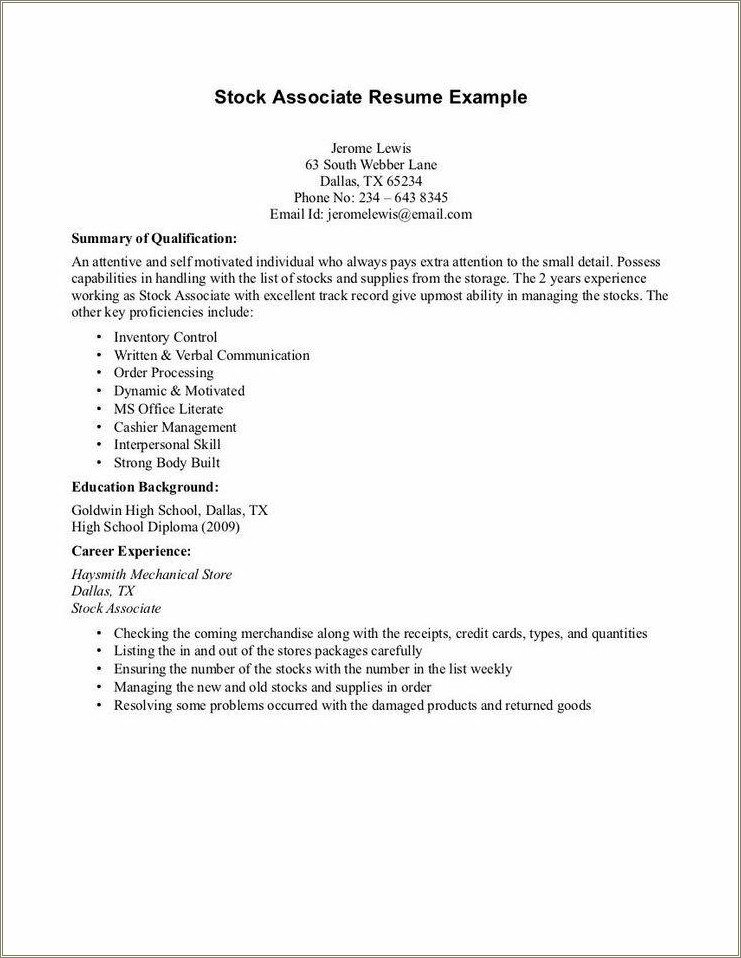 Resume Examples For Adults With Little Experience