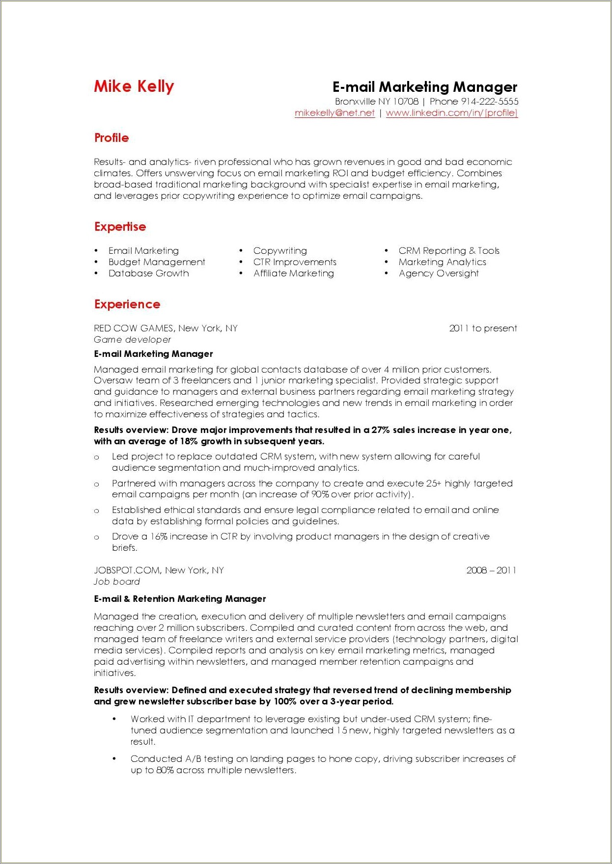Resume Examples For An Entry Level Marketing Job