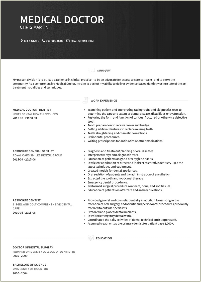 Resume Examples For Applying To Medical School
