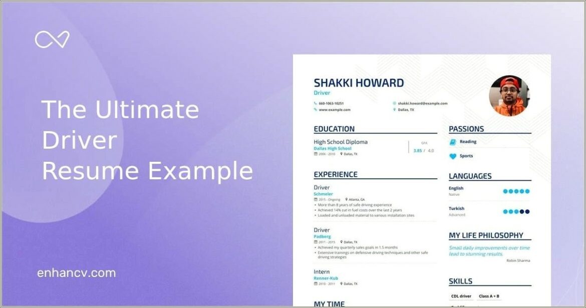 Resume Examples For Camera Car Drivers