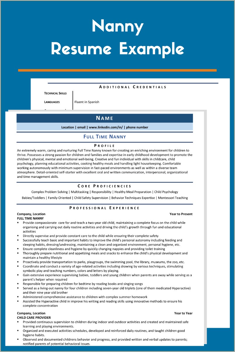 Resume Examples For Child Care Provider