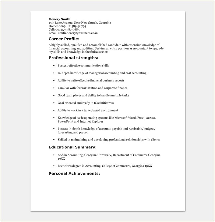 Resume Examples For Current Graduate Student In Accounting