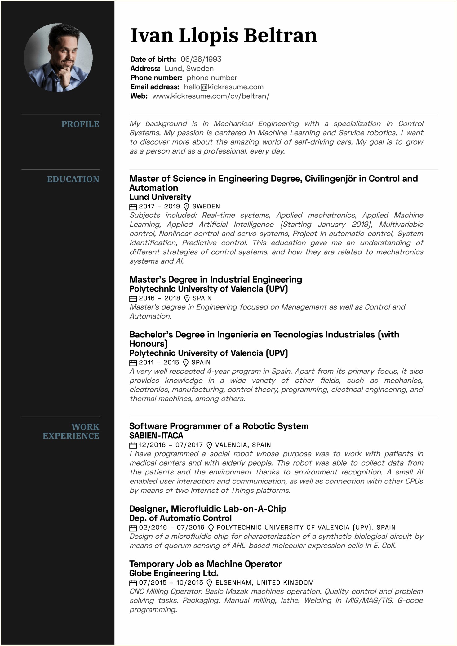 Resume Examples For Engineer Intern