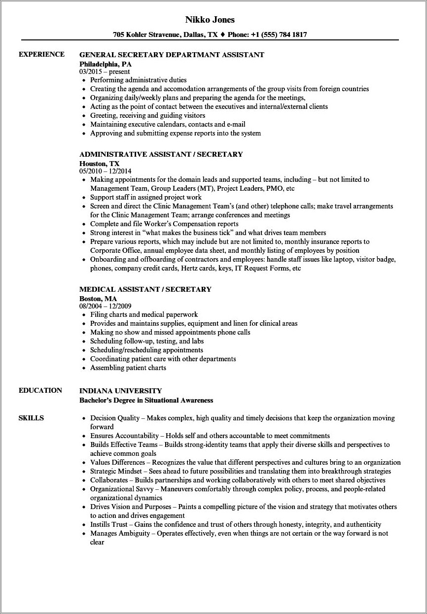 Resume Examples For General Office Support