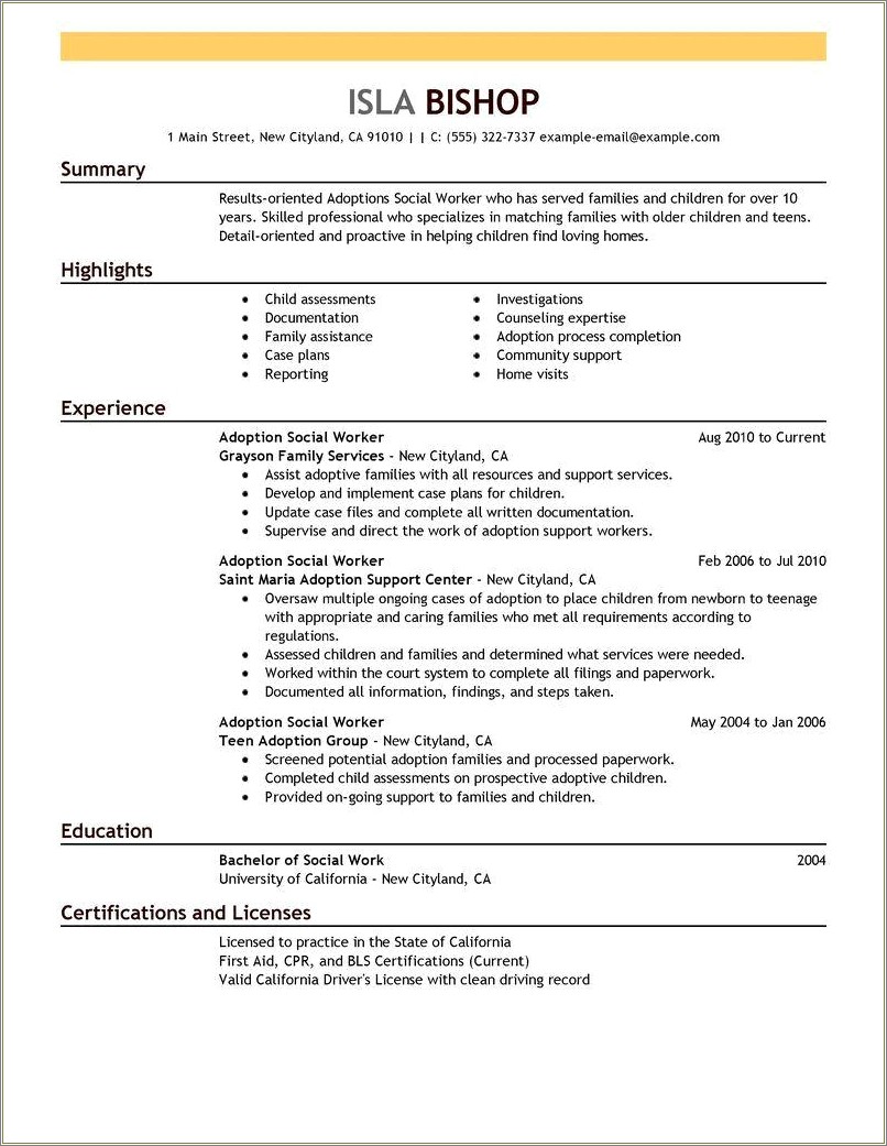 Resume Examples For Human Services Worker
