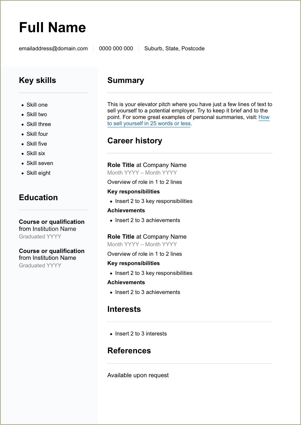Resume Examples For Jobs Free Download