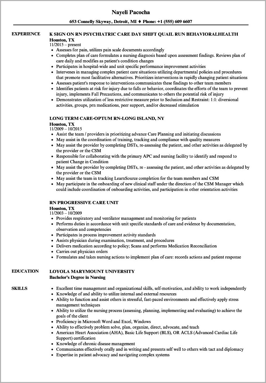 Resume Examples For Long Term Employment