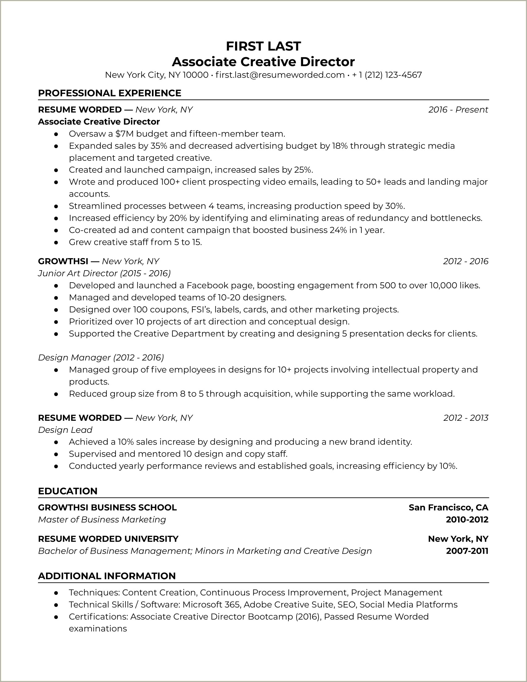 Resume Examples For Mid Level Associates