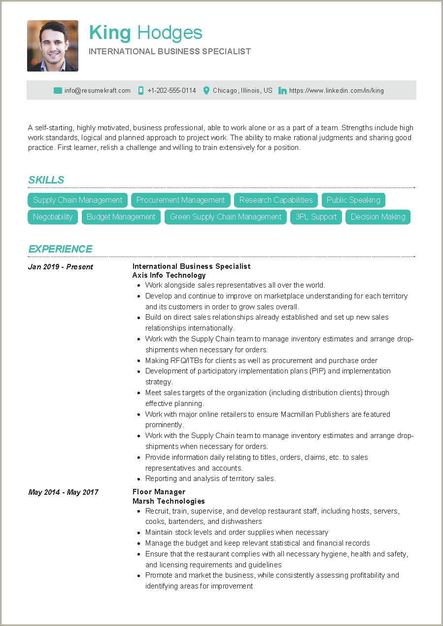 Resume Examples For Newly Graduate From International Business