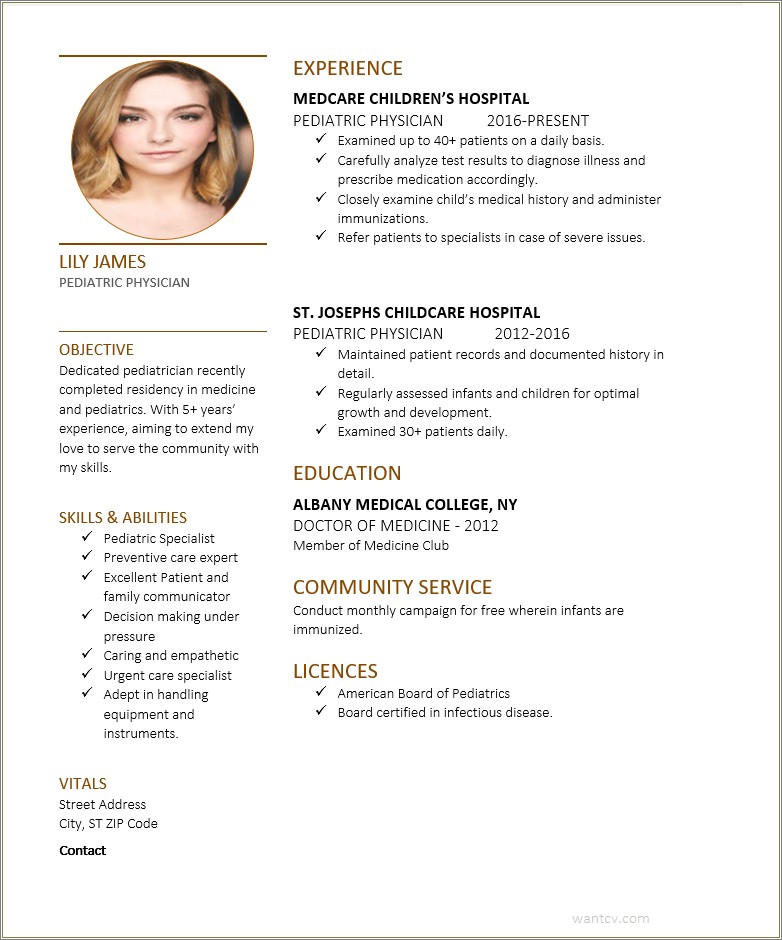 Resume Examples For Pediatric Hospital Volunteer