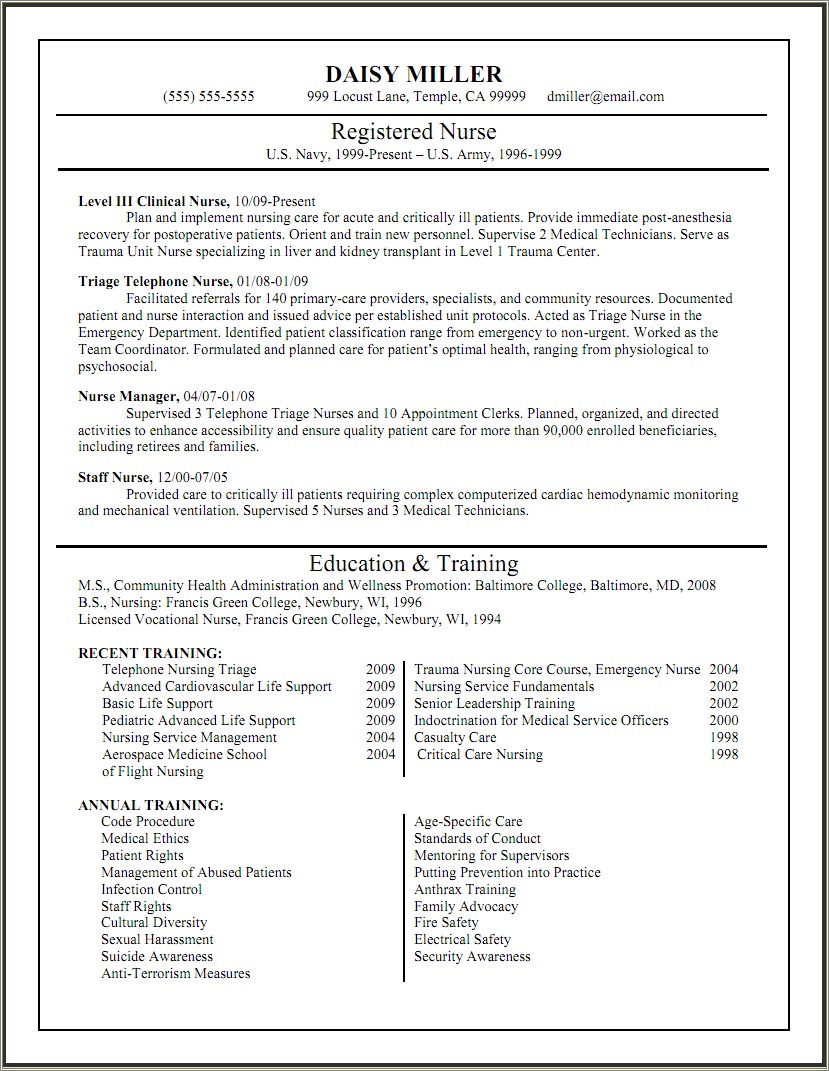 Resume Examples For Potential Dialysis Technician