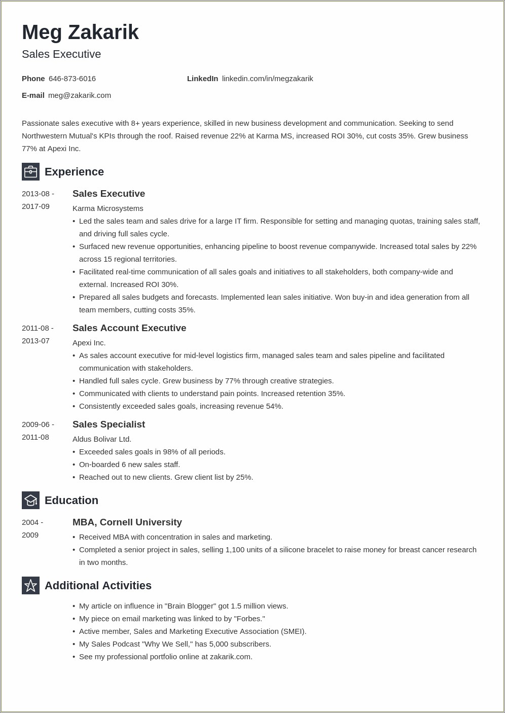 Resume Examples For Senior General Manager