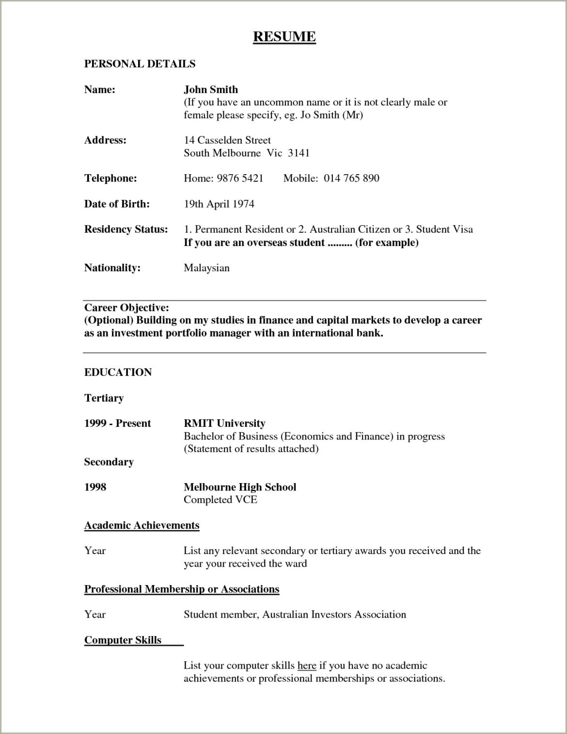 Resume Examples For Students With Little Work Experience