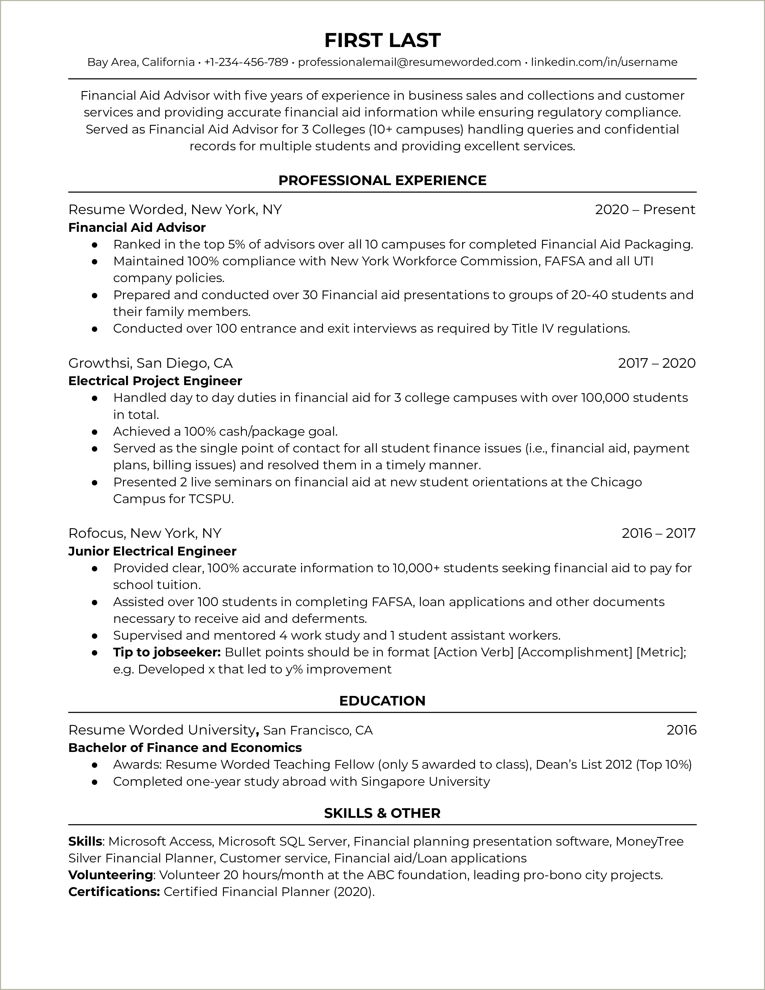 Resume Examples In Finance Trackid Sp 006