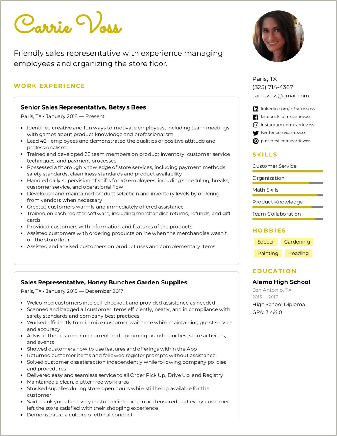 Resume Examples New Retail Sales Associate