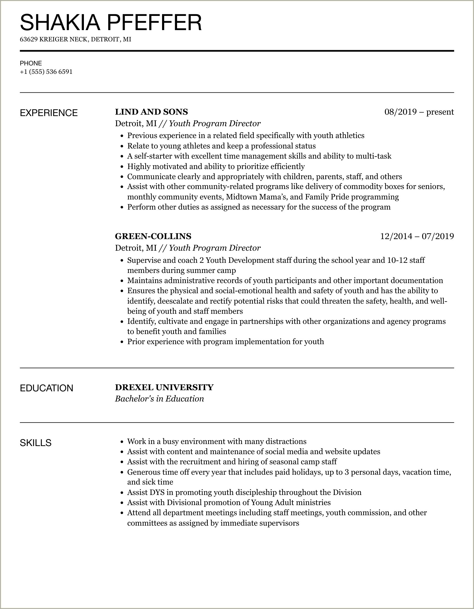 Resume Examples Non For Profit Kids Mentor