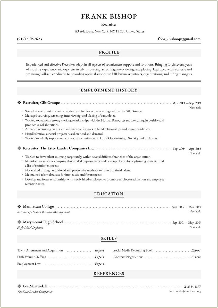 Resume Examples Of Metrics For Technical Recruiters