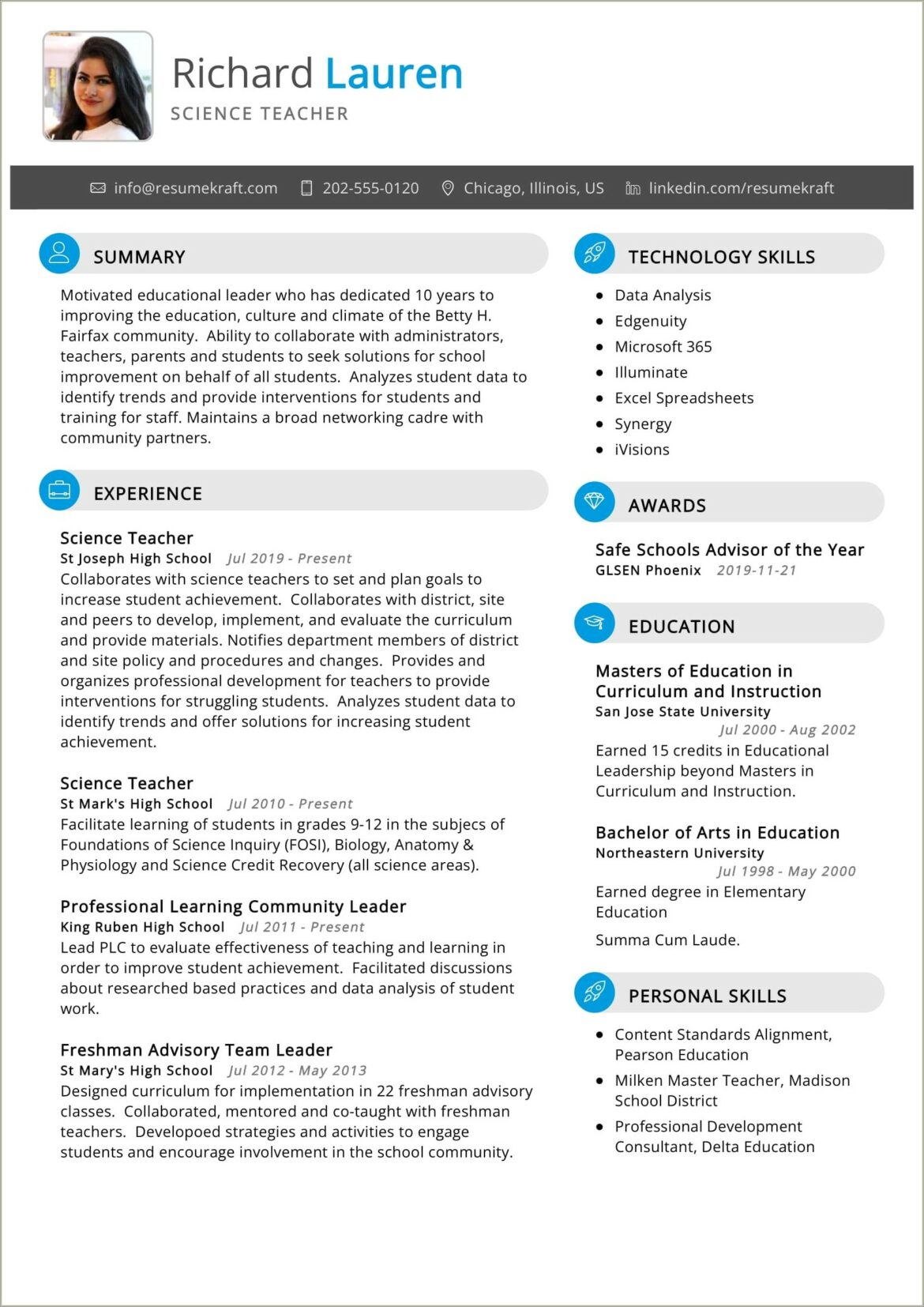 Resume Examples Of Students With Masters