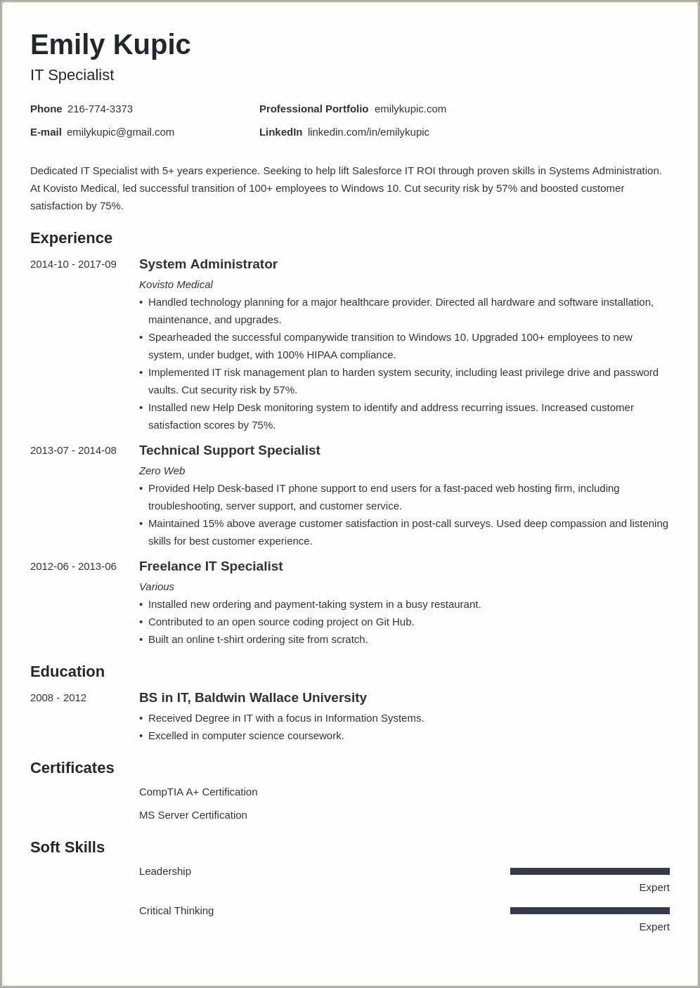 Resume Examples Over 10 Years Experience