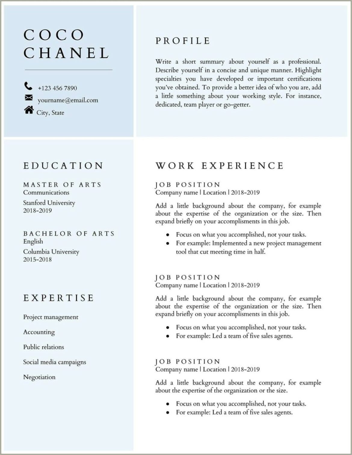 Resume Examples Using Google Docs Template