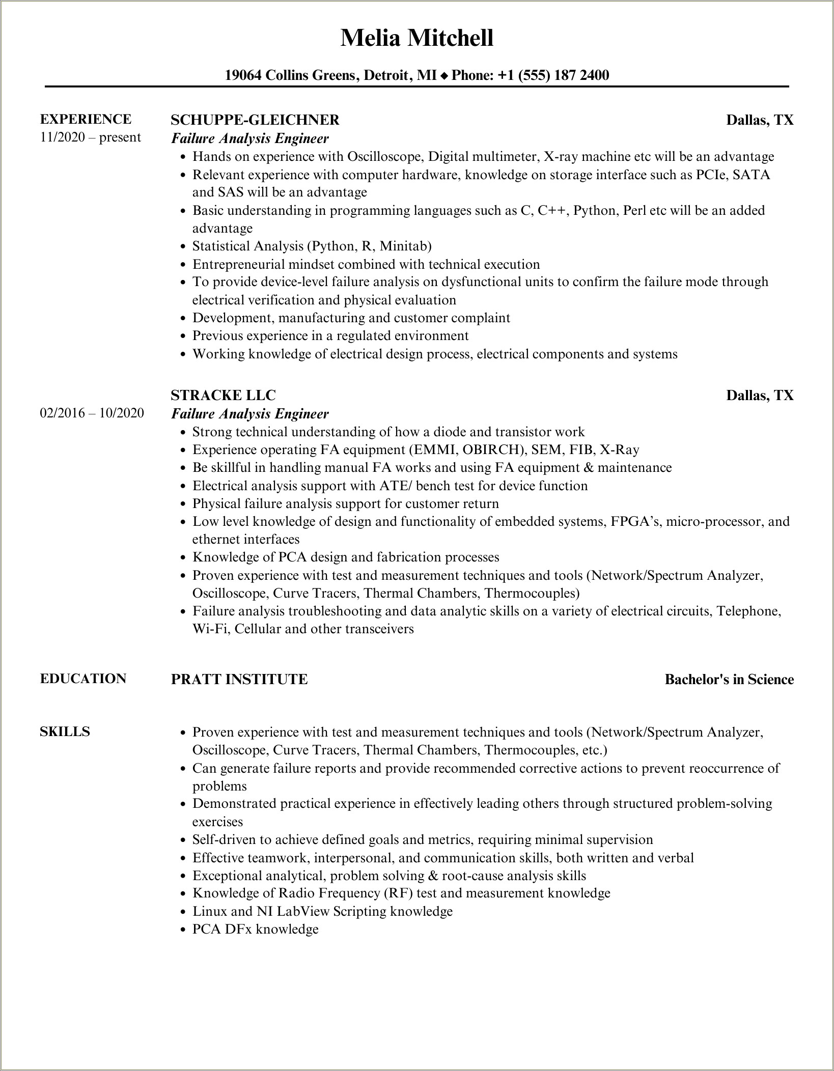 Resume Examples With Fmea Ppap Dvp&r Experience