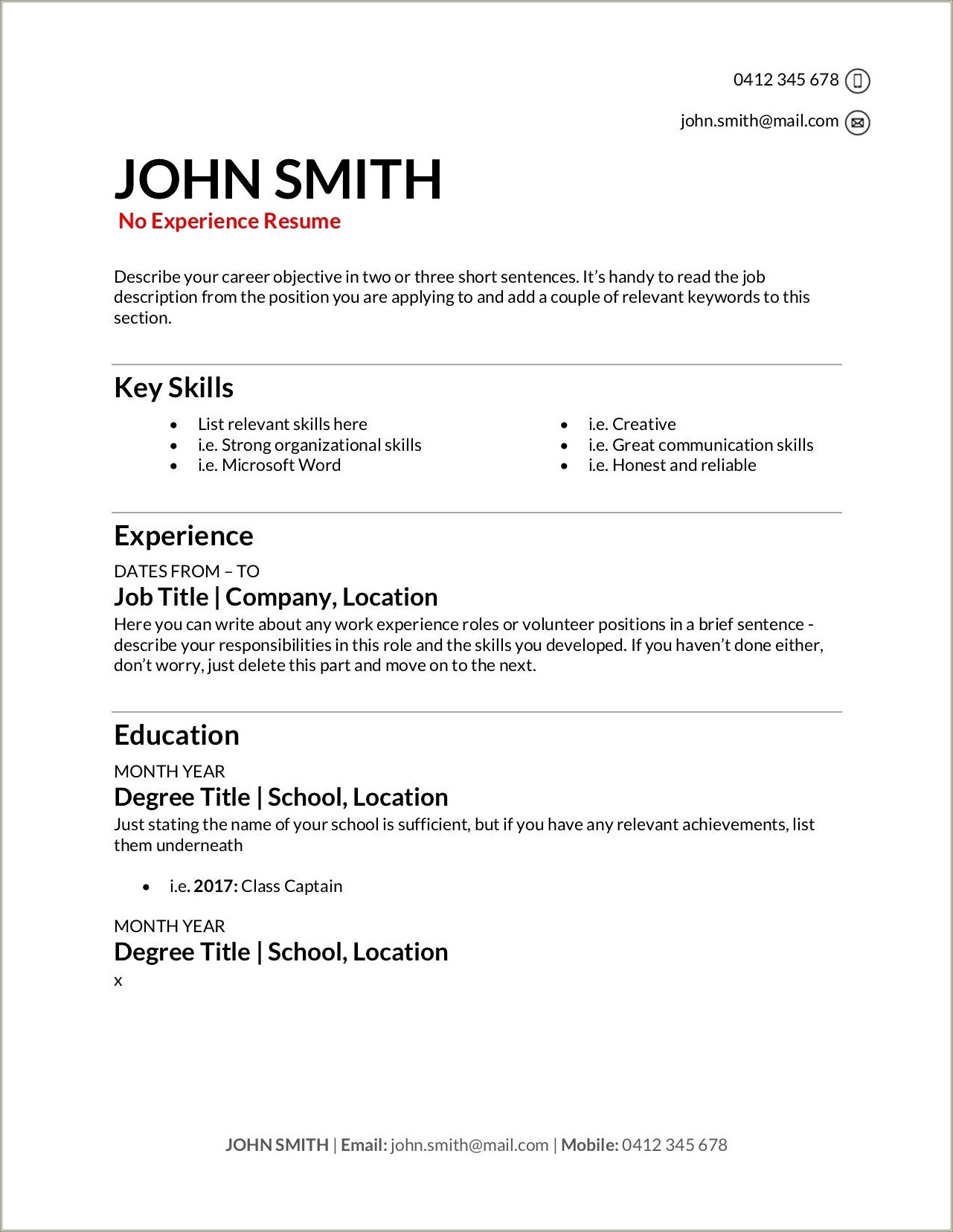 Resume Examples With Little Job Experience