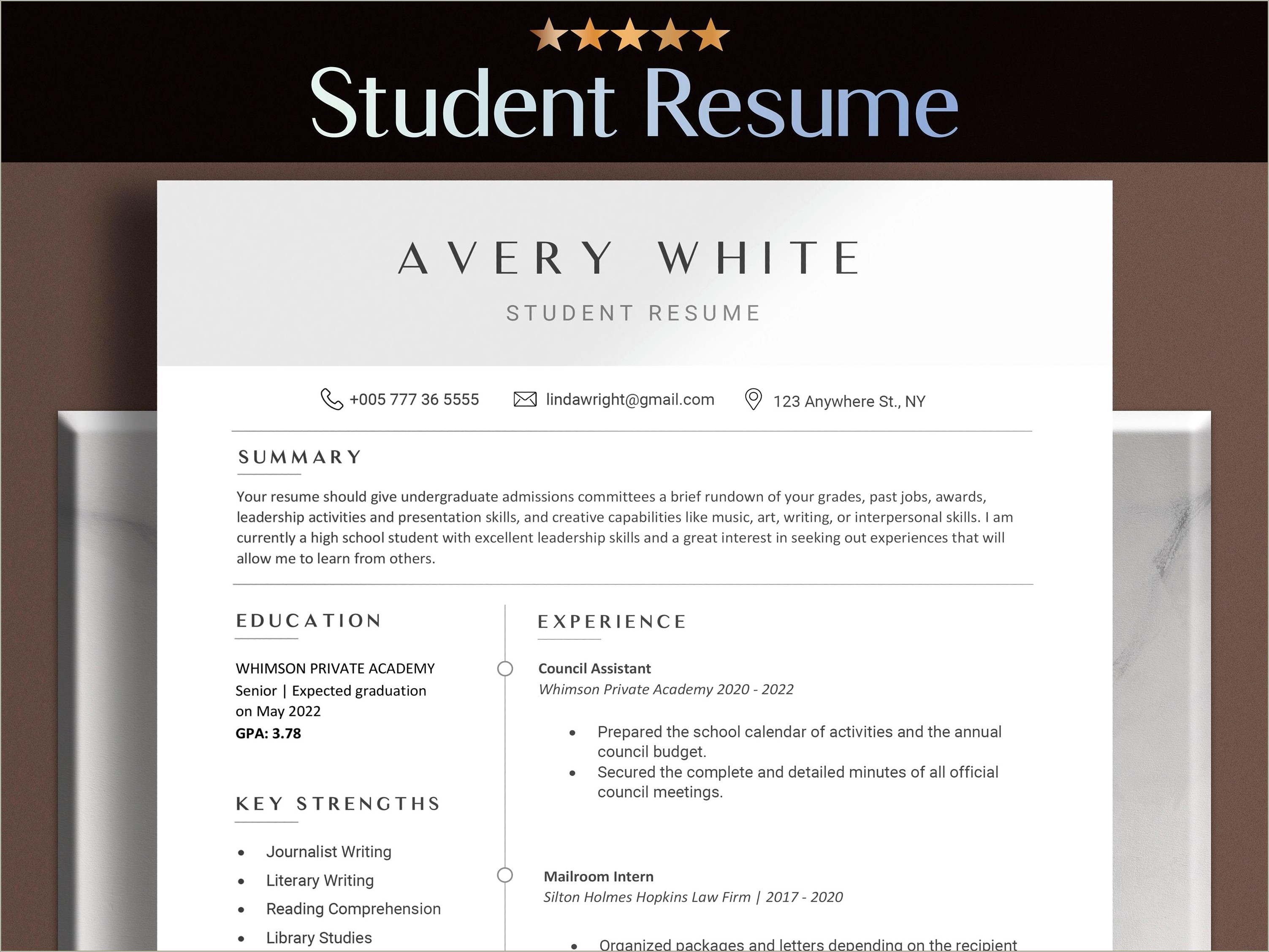 Resume Examples With No Work Experience Student