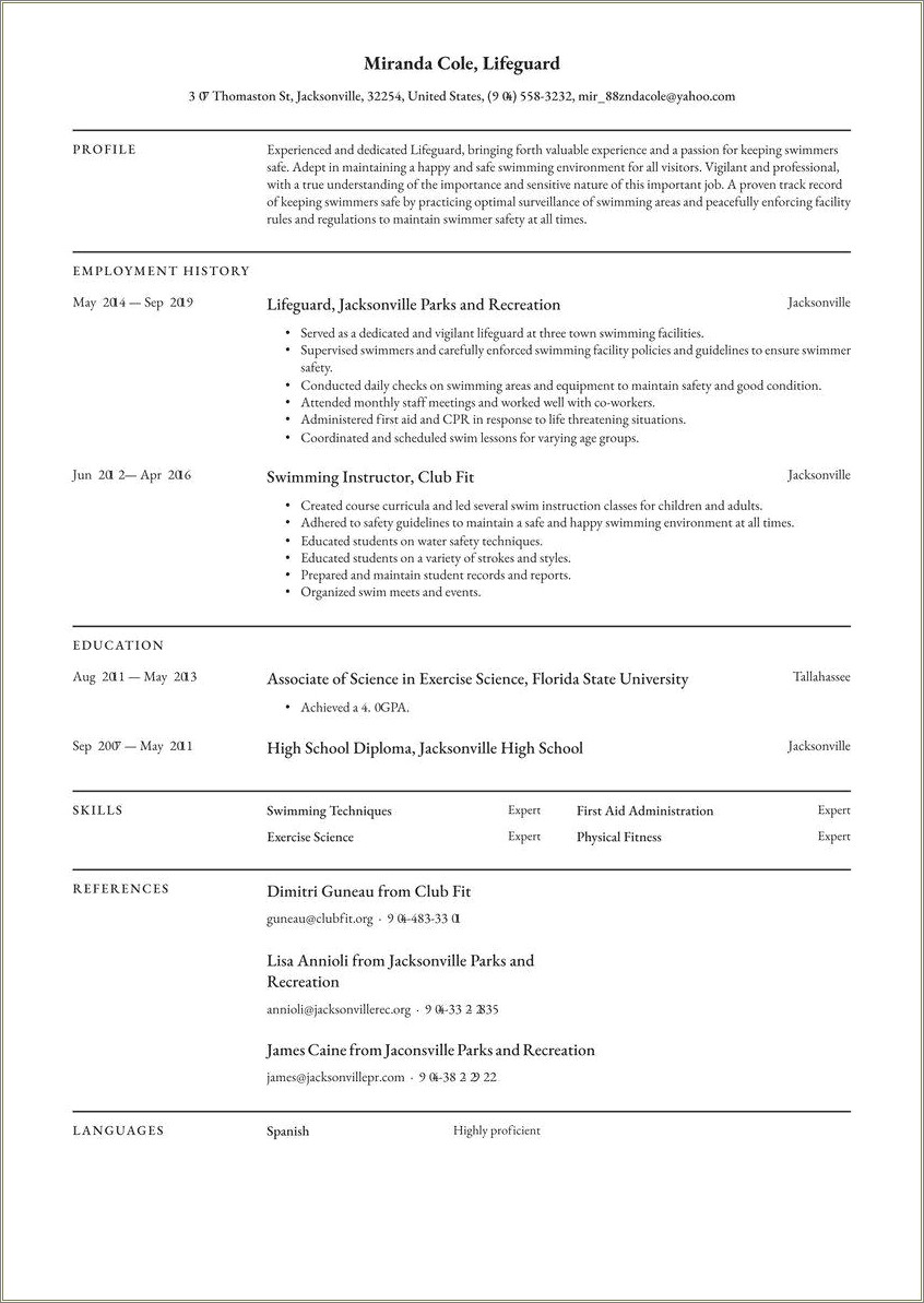 Resume Examples With One Job Experience