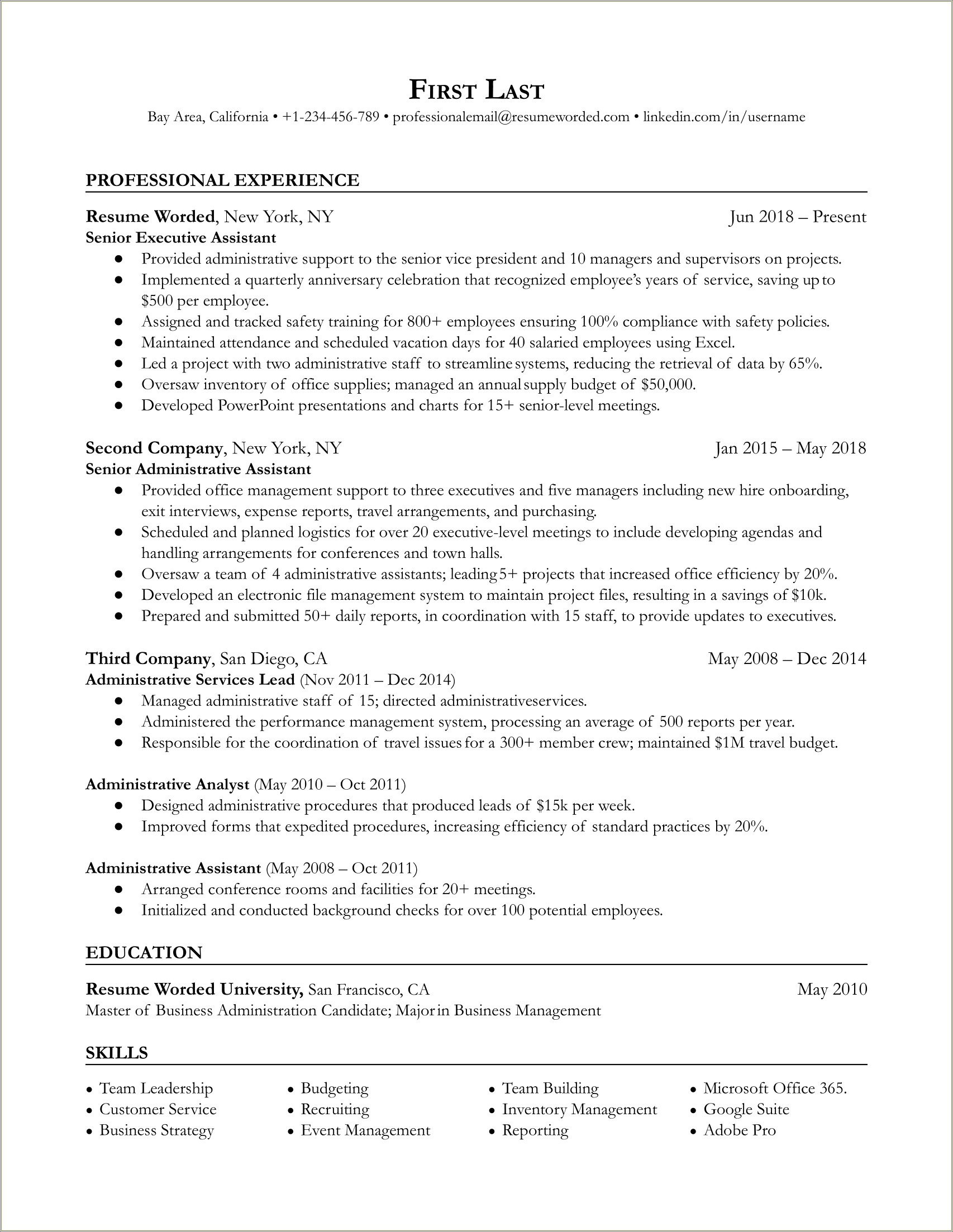 Resume Executive Assistant Job Duty Confidentiality