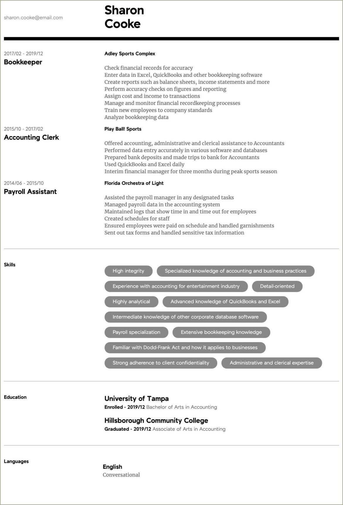 Resume Executive Summary For Staff Accountant