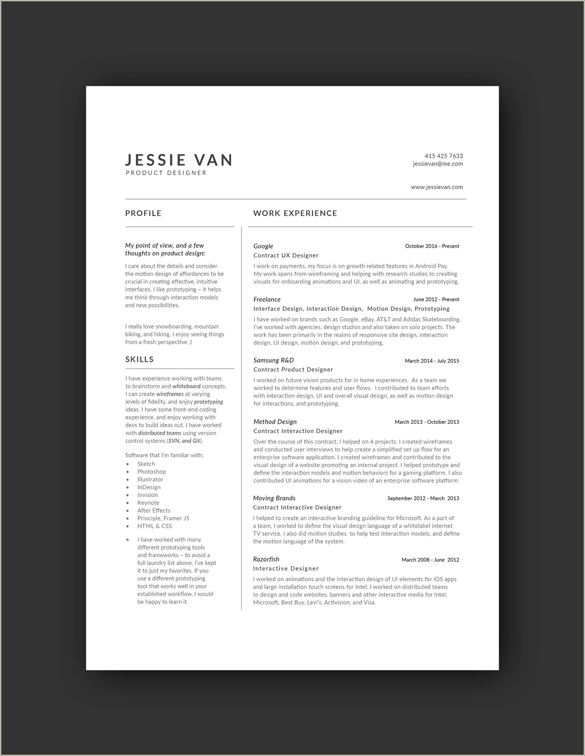 Resume Experience Cut Off Second Page
