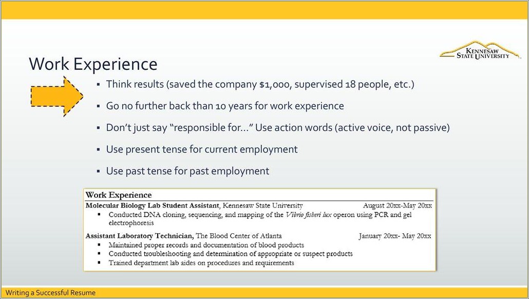 Resume Experience Past Or Present Tense