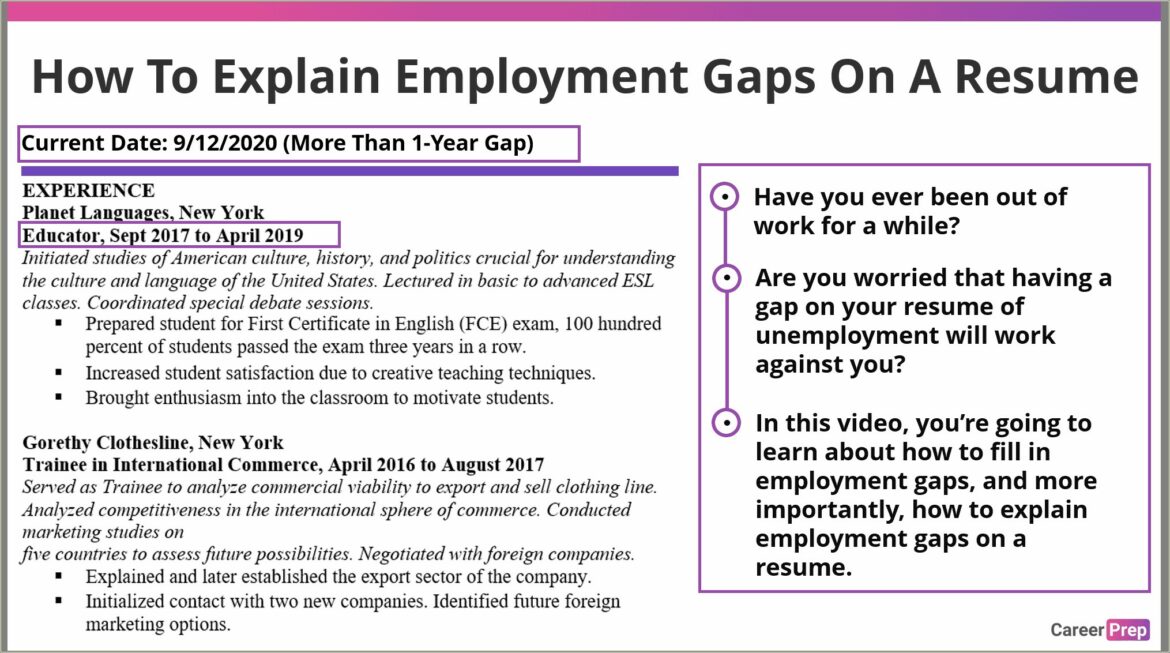 Resume Fill Gaps In Work History