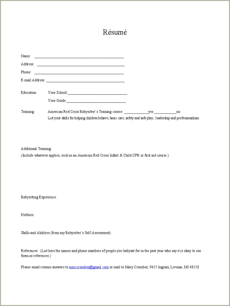 Resume Fill In The Blank Pdf Free Download