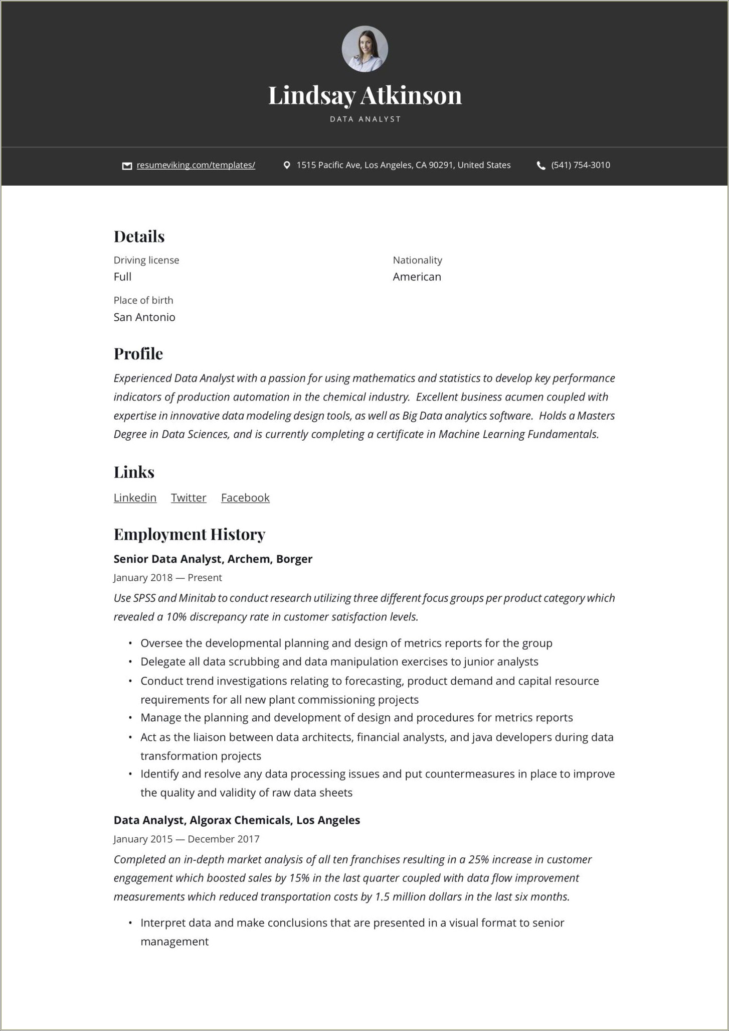 Resume For 1.5 Years Experience