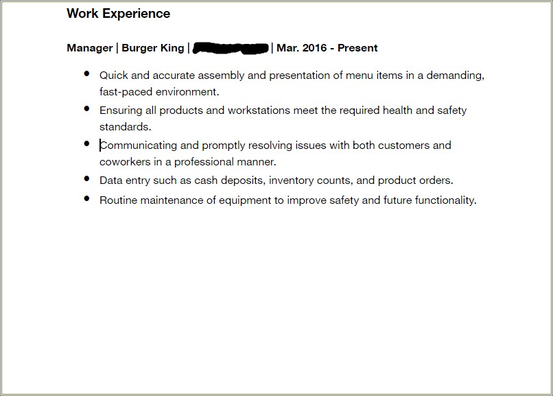 Resume For A Cashier At Mcdonalds Mcdonalds Work