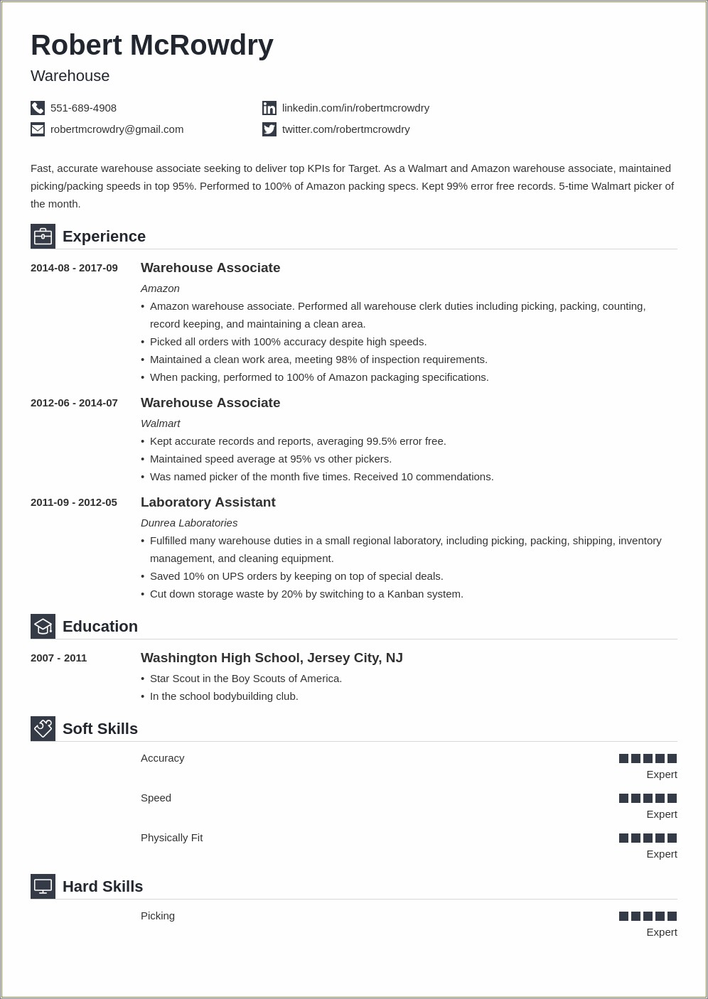 Resume For A Factory Job Free Templates