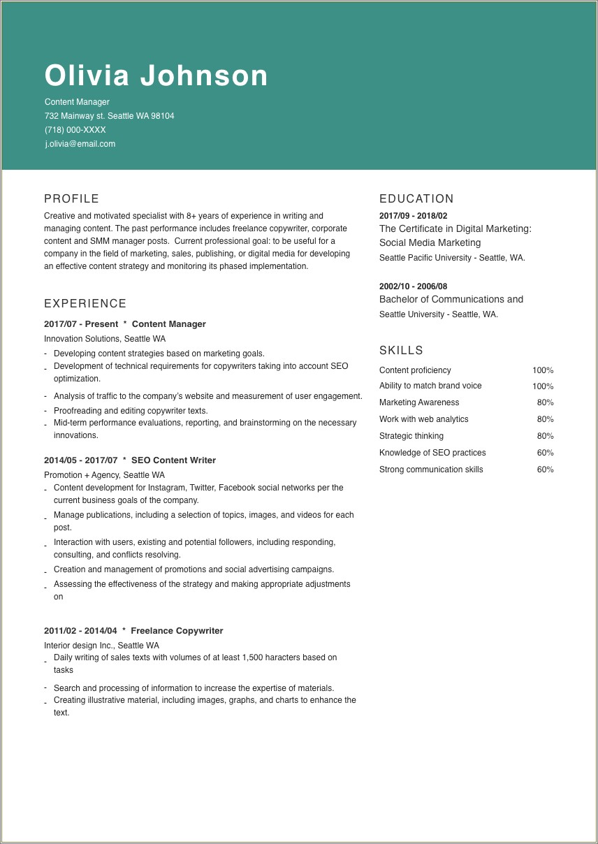 Resume For A Restaurant Manager Position