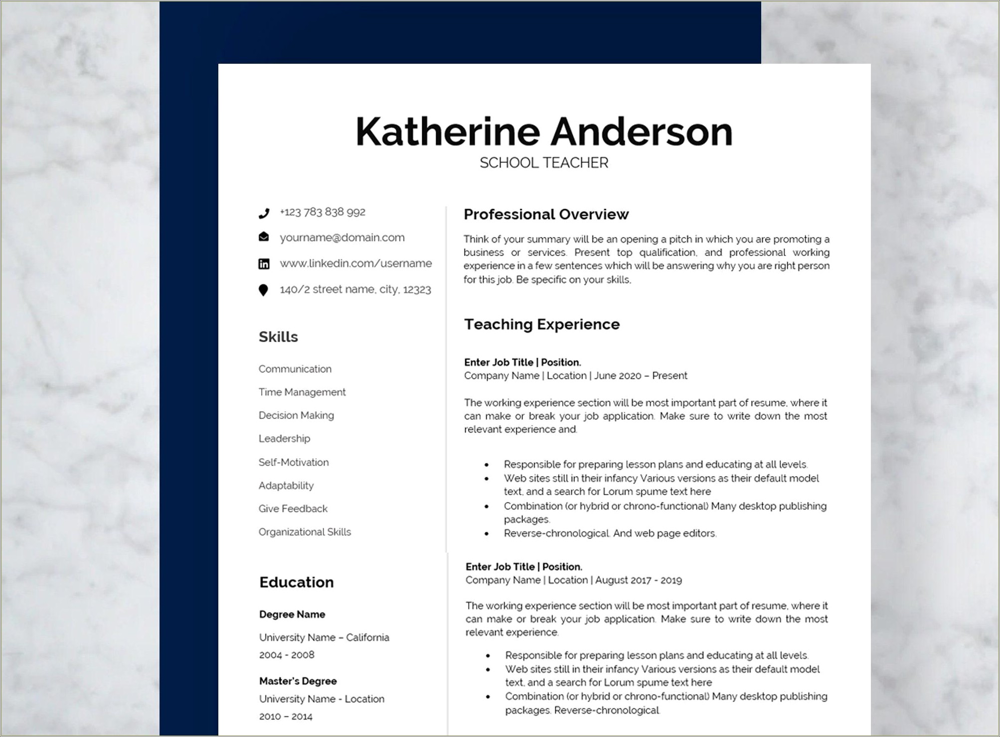 Resume For A Title 1 Teacher Template