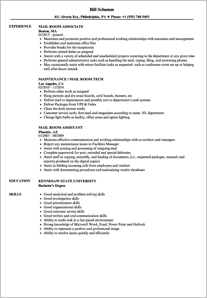 Resume For A Usps City Carrier Assistant Job