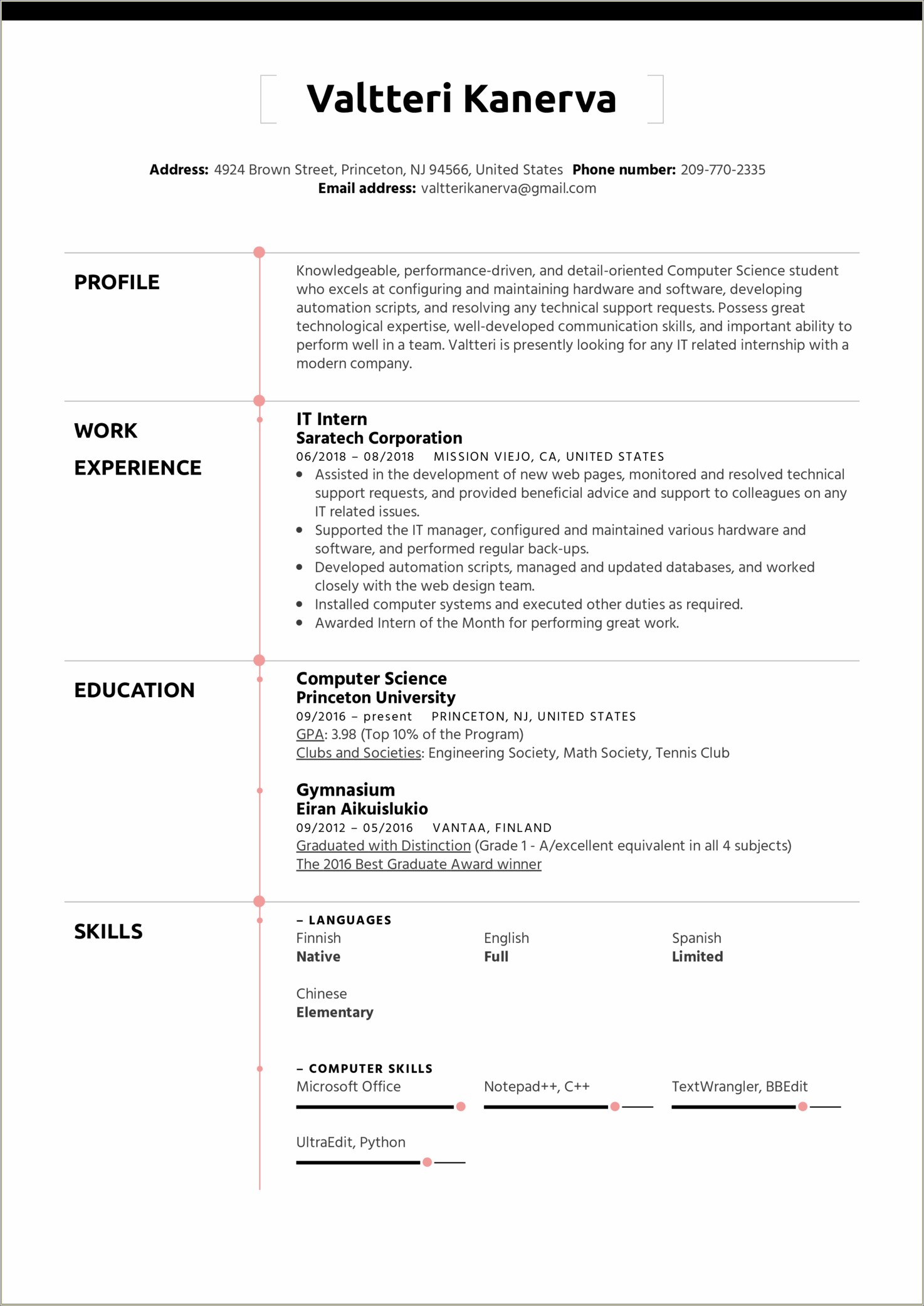Resume For Accounting Internship With No Experience
