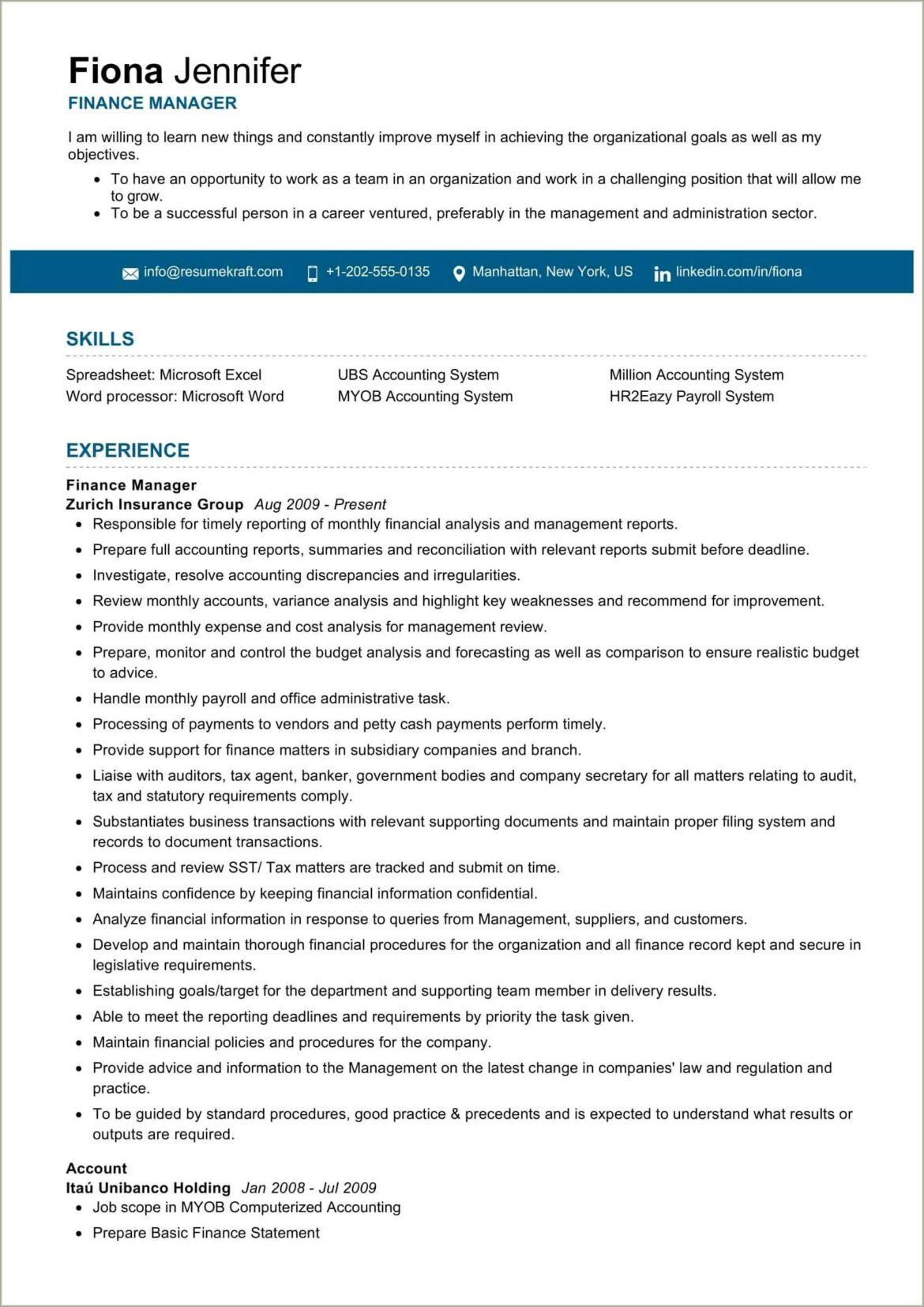 Resume For Accounts Manager In India