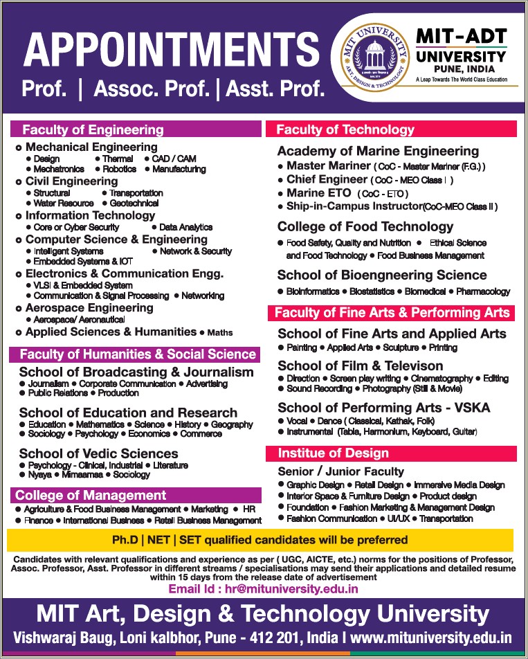 Resume For Assistant Professor Job In India