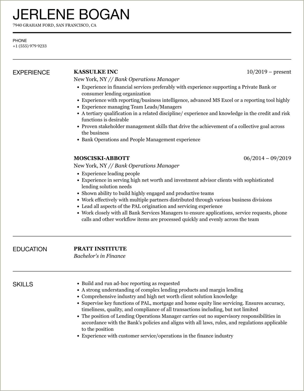 Resume For Bank Job In India