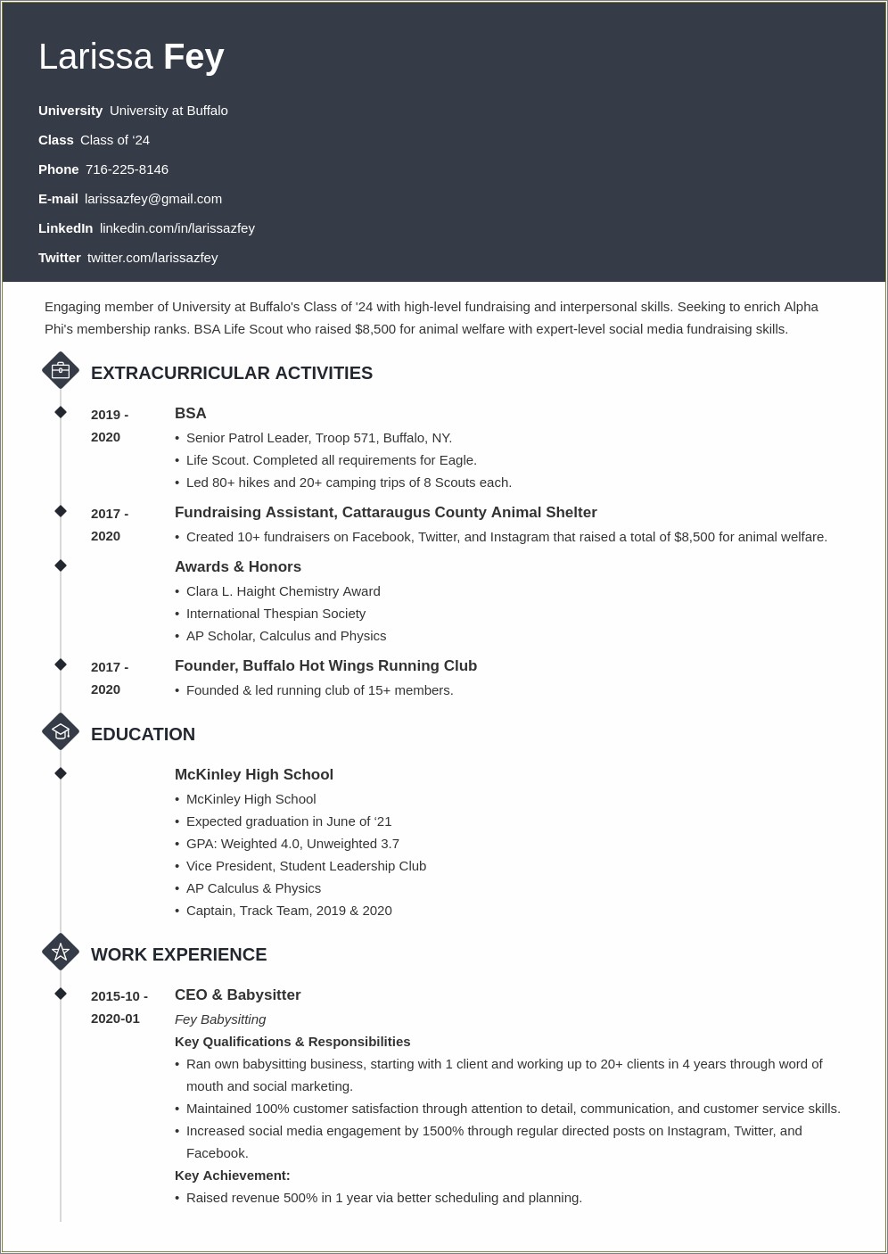 Resume For Business Fraternity Rush Examples