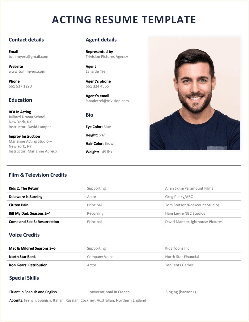 Resume For Child Actor With No Experience