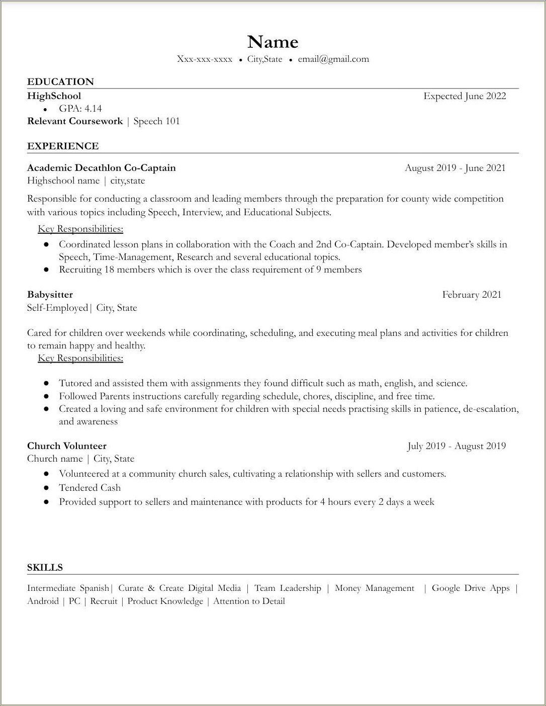 Resume For Church Jobs Near 76065