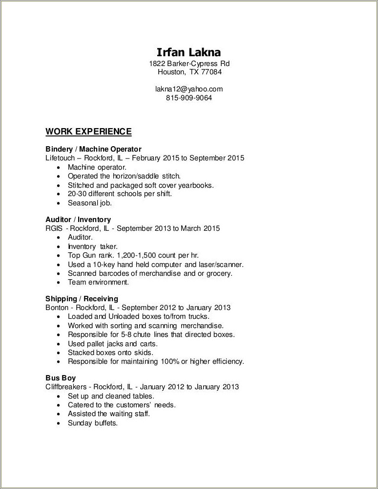 Resume For Computer Operator In Schools